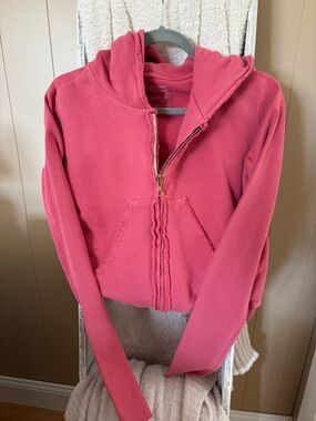Pink Distressed Frank & Eileen Worn Edge Zip-Up Hoodie